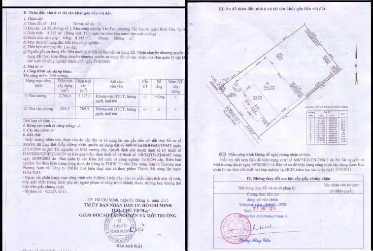 Bán gấp đất 8345m2, nhà xưởng 4200m2 trong KCN Tân Tạo, Q. Bình Tân, TP HCM